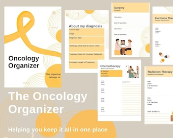 Oncology Organizer - Mellow Yellow | Cancer Treatment | Cancer Planner | Medical Log | Caregiver Organize | Digital Download Printable Guide