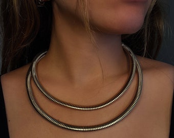 Double Twisted Torque Necklace, Graduated Gold Choker, Large Statement Necklace, Collar Necklace, Statement Jewelry, Thick Choker Gold, Gift
