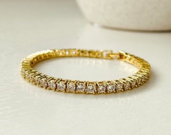 Tennis Bracelet, Gold Tennis Bracelet, Stacking Bracelet, Cz Bracelet, Gifts for Her, Bridesmaid Gift, Wedding Jewelry