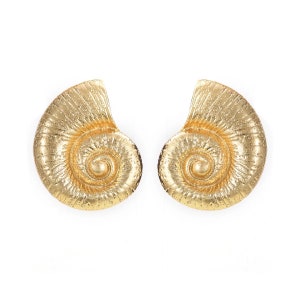 Big Nautilus Shell Earrings Gold, Large Silver Stud Earrings, Oversized Conch Earring, Seashell Drop Earrings, Statement Jewelry for Women image 4