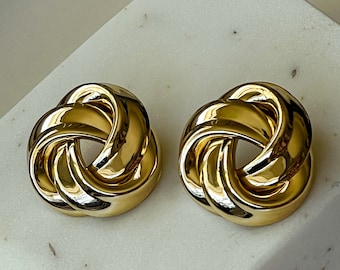 Large Knot Earrings Gold, Big Lightweight Earrings, Statement Jewelry for Her, Vintage Inspired Jewelry, Statement Earrings Silver