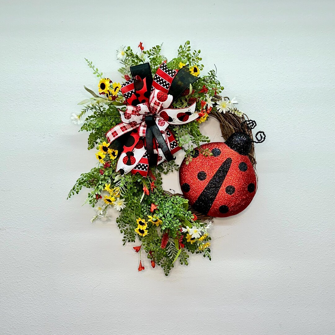 Ladybug Grapevine Wreath | Spring Wreath | Front Door Wreath | Welcome ...