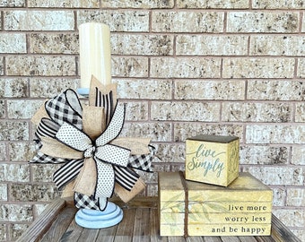 Wreath Bow | Lantern Bow | Bow for Lamppost | Wired Ribbon Bow | Natural Bow | Country Bow | Handmade Bow | Candlestick Bow | Farmhouse Bow