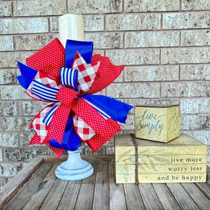 Memorial Day Bow | Memorial Day Bow for Lantern | Lamp Post Bow for Memorial Day and 4th of July | 4th of July Bow | Patriotic Bow