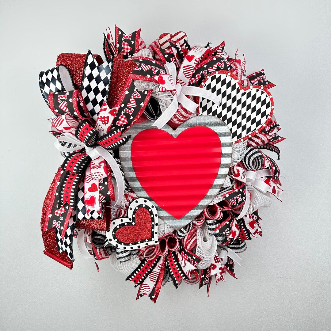 Valentine's Day Wreath Front Door Wreath Valentine's Day Front Door