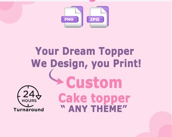 Archivo digital personalizado para decoración de tartas, descarga digital personalizada entregada en 24 horas, decoración en formatos PNG y JPG, no editable.