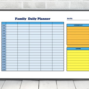 Weekly planner board for family planner Excel Sheets for collaborative planning Daily  organizer with to-do list digital family calendar A4