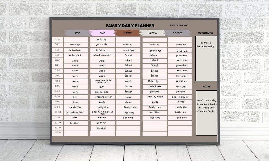 Digital Daily Family Planner for Busy Families Printable - Etsy