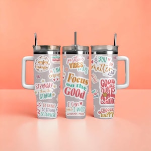 Positive Affirmations For Confidence 40Oz Tumbler Wrap Png Sublimation Design Mental Health Svg Seamless Full Cover40Oz Quenchers Self Love