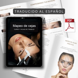 Hojas de trabajo de mapeo de cejas en español (PDF) / Hojas de práctica de mapeo de cejas imprimibles para esteticistas, artistas de PMU y educadores de belleza
