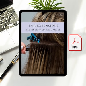 初心者向けヘアエクステンショントレーニングマニュアル | ビーズロウ、テープイン、フュージョン、ケラチン、サロンプロフェッショナル向け印刷可能なPDFコース