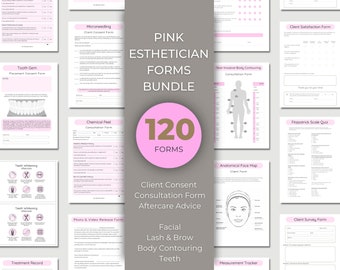 120 Esthetician Forms | Client Intake, Consent, Aftercare (Canva Editable)