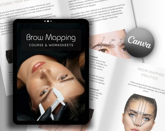 Utbildningsmanual för ögonbrynskartläggning | PMU Artists, redigerbar Canva-guide (digital nedladdning)
