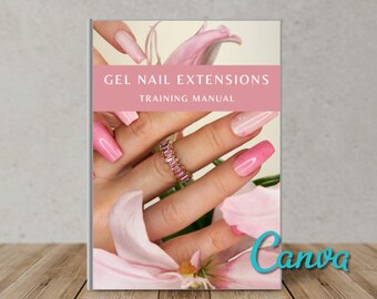 Manual de capacitación sobre extensiones de uñas de gel / Curso editable en Canva (Guía imprimible)