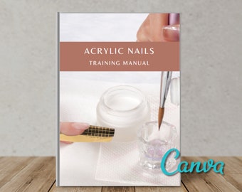 Manual de capacitación sobre extensiones de uñas acrílicas / Curso editable en Canva (descarga digital)