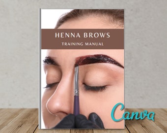 Manual de formación editable para cejas con henna / Curso de estética (Canva)