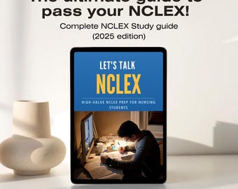 NCLEX Prep Bundle 2025: Study Guide, Cheat Sheets, Mnemonics (Digital Download)