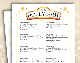 Bollywood Trivia Game, 90's Nepo Babies Game, Indian Celebrity Game, Printable