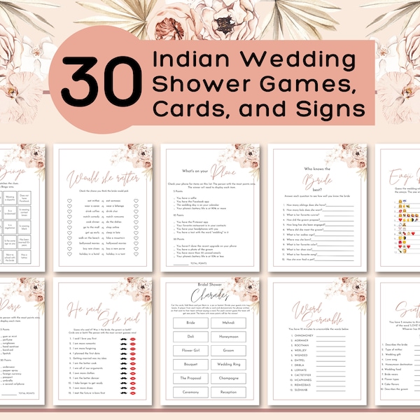 Indian Bridal Shower Games Bundle, Indian Wedding Games, Desi Wedding Games