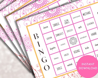 Indian Wedding Bingo, Bridal Shower Game, Printable, Indian Wedding Game, Indian Wedding