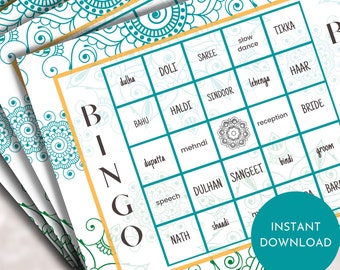 Indische Hochzeit Bingo, Brautparty Spiel, druckbar, indisches Hochzeitsspiel, indische Hochzeit