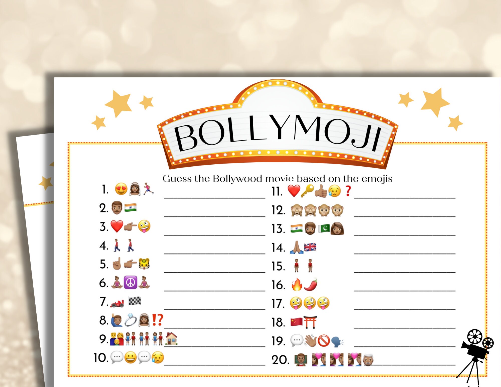 Bollywood Game, Bollywood Trivia, Bollywood Emoji Pictionary, Bollymoji