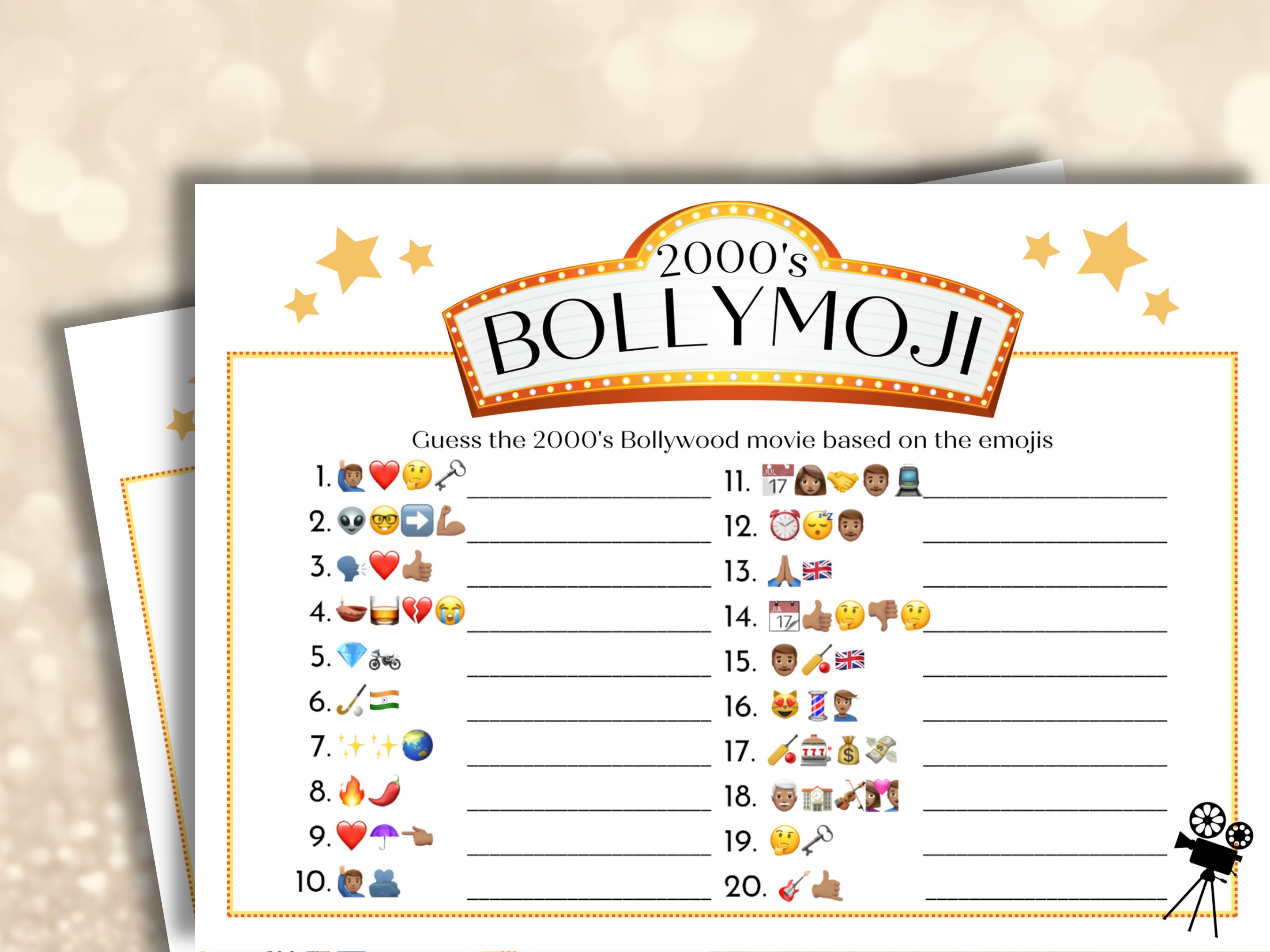 Bollywood Game Bundle, Bollywood Emoji Game, Bollywood Pictionary