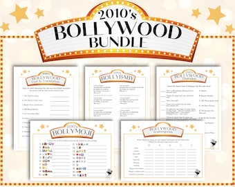 2010's Bollywood Games Bundle, Bollywood Trivia Games, Printable Bollywood Trivia