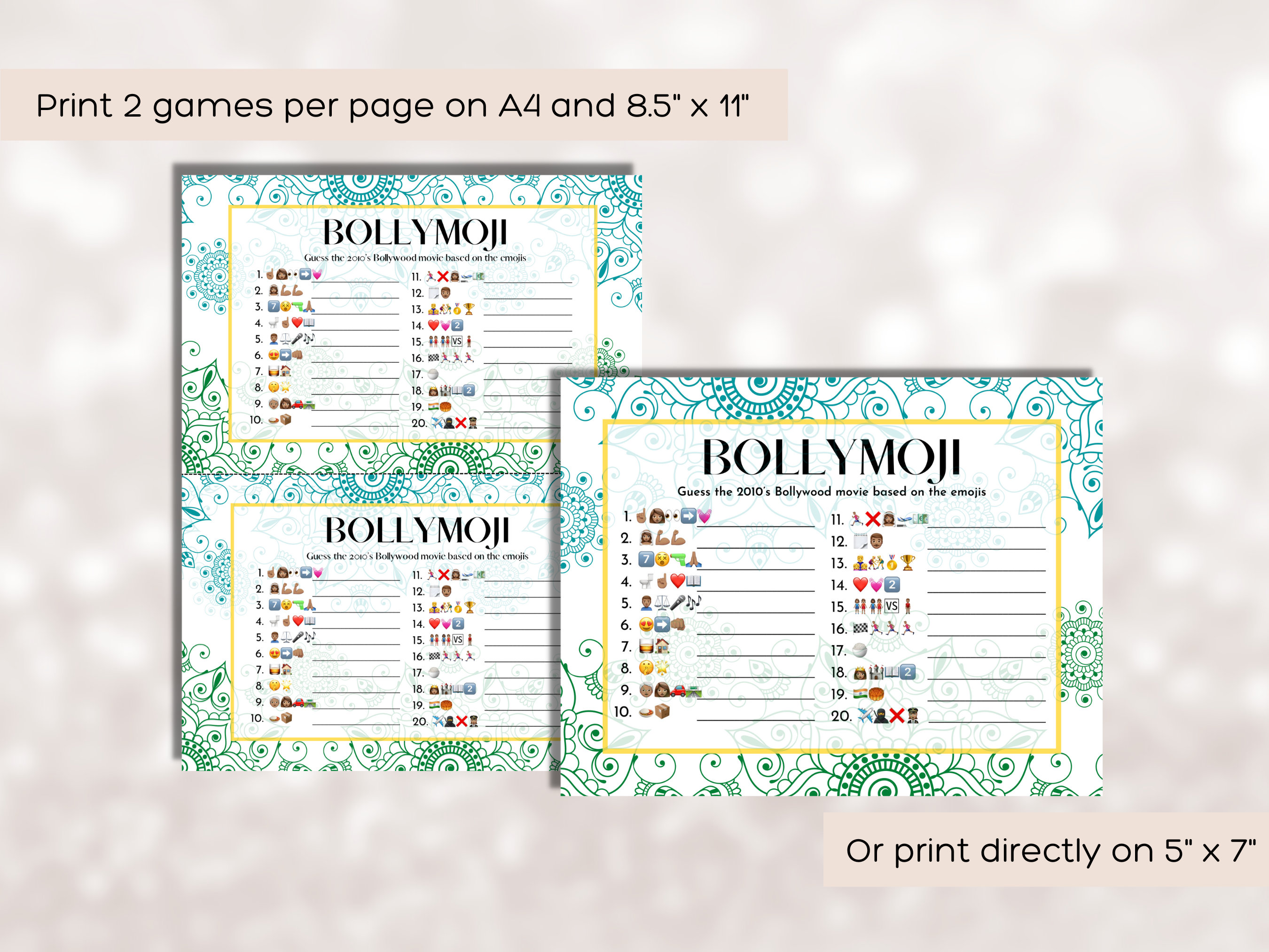 Bollywood Game Bundle, Bollywood Emoji Game, Bollywood Pictionary