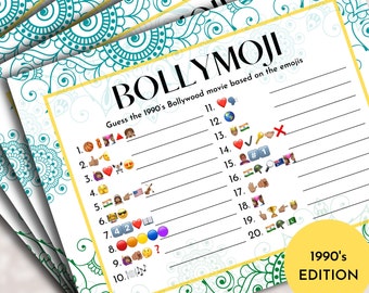 Bollywood Game, 90’s Bollywood Trivia, Bollywood Emoji Pictionary, BollyMoji
