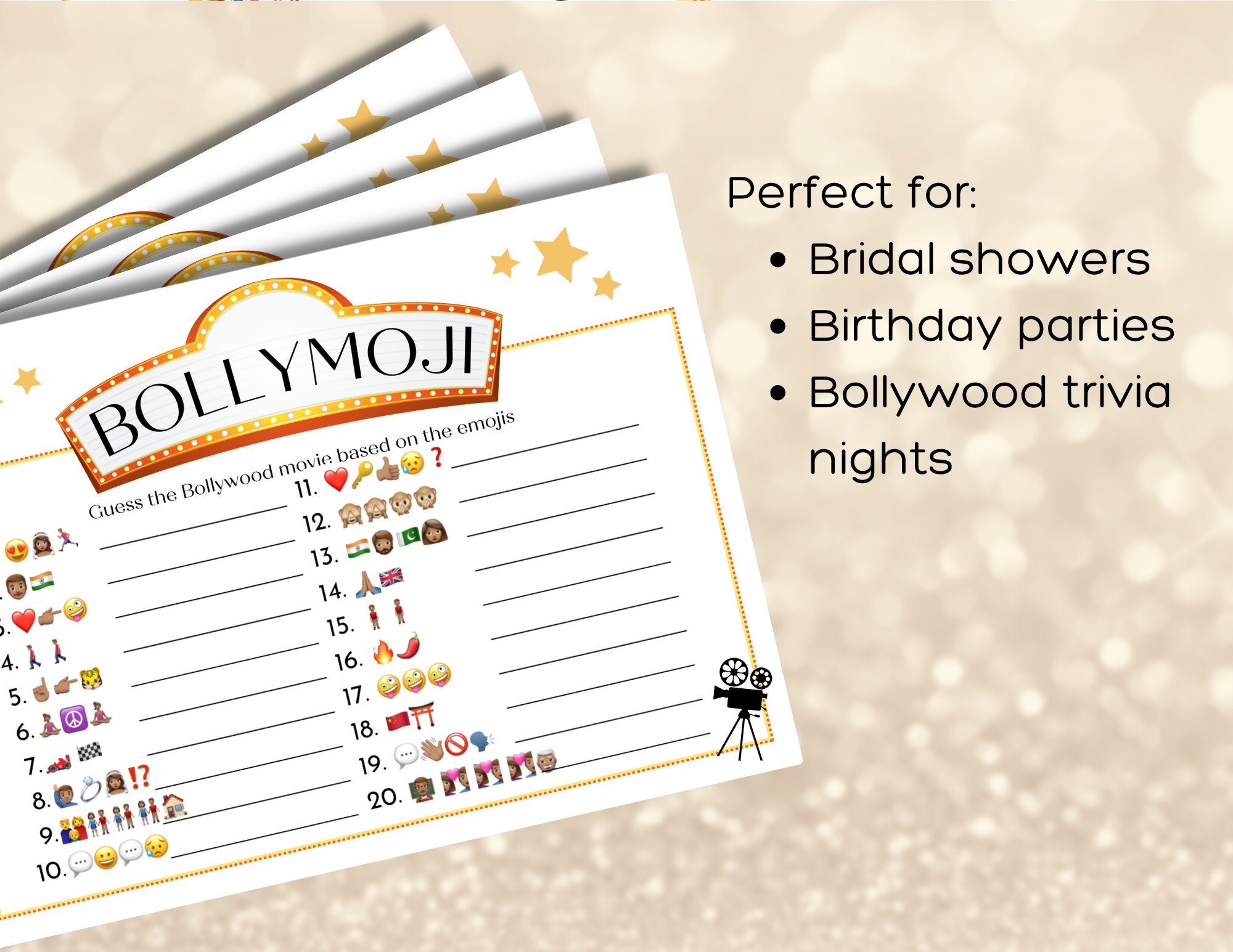 Bollywood Game, Bollywood Trivia, Bollywood Emoji Pictionary, Bollymoji