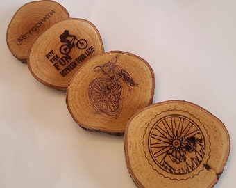 Rustic Coaster Gift Set Mountain Biking Theme