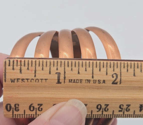 VTG Five Rib Wide Solid Copper Cuff Bracelet Adju… - image 7
