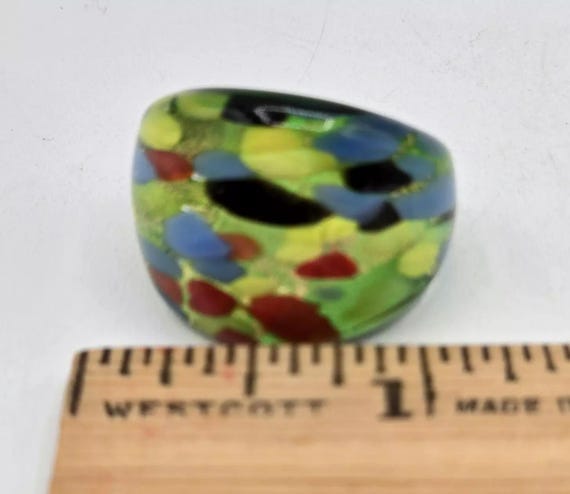 Hand Made Blown Glass Statement Ring Multi Colore… - image 6