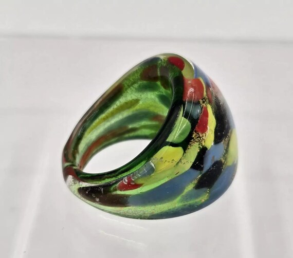 Hand Made Blown Glass Statement Ring Multi Colore… - image 4