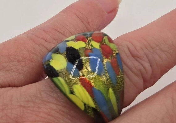 Hand Made Blown Glass Statement Ring Multi Colore… - image 7