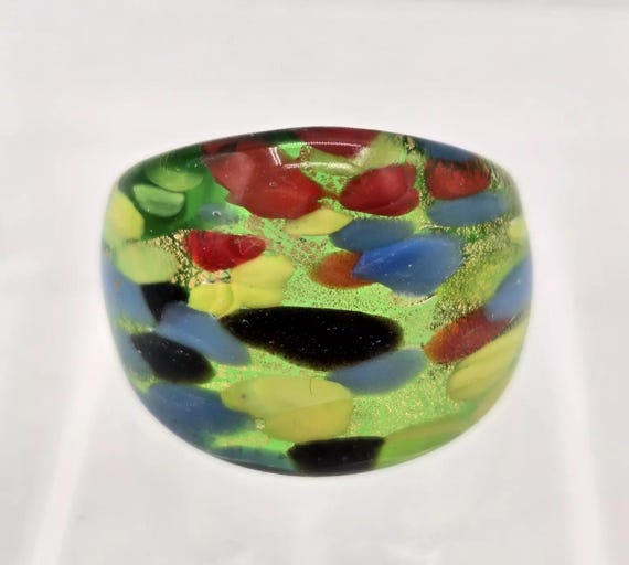 Hand Made Blown Glass Statement Ring Multi Colore… - image 5