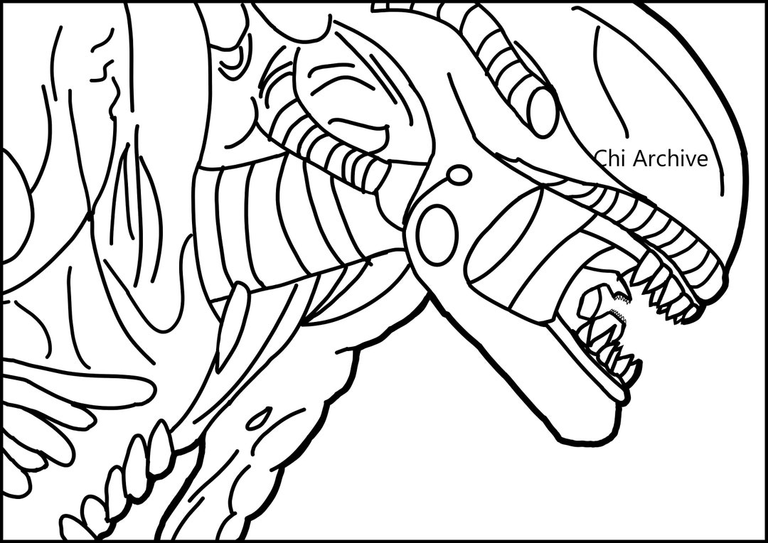 Xenomorph Coloring Page Etsy