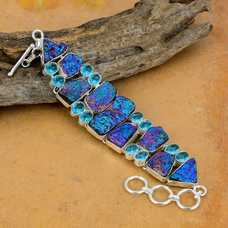 Elaina Multi Strand Bracelet Indigo Blue Drusy main image 1
