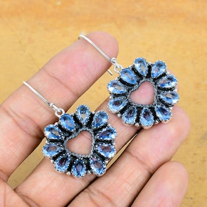 Handmade Tanzanite Quartz Sterling Silver Earrings: 925 Stamped Tear Drop Design