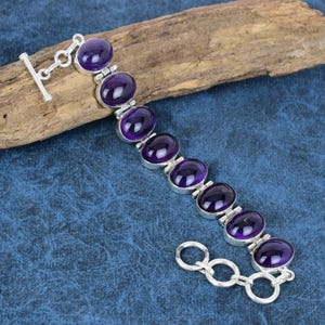 Handmade Sage Amethyst Bracelet: 925 Sterling Silver Gemstone