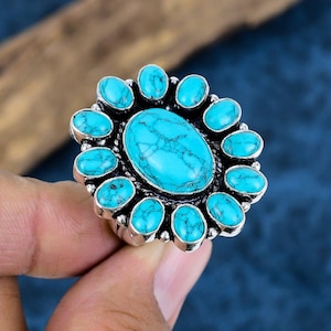 Santa RosaTurquoise 925 Sterling Silver Gemstone Handmade Jewelry Ring | Sterling Silver Ring | Statement Ring | Gift For Love