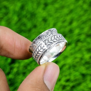 925 Sterling Silver Boho Spinner Ring- Sterling Silver- Thumb Spinner Ring- Jewelry For Date Sterling Silver Thumb Spinner Ring For Love