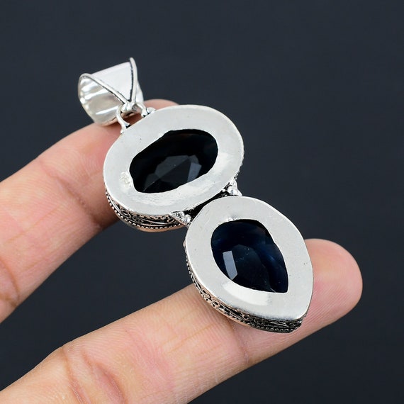 Ciondolo Fatto A Mano In Argento 925 Con Pietra Indigolite E Tanzanite – Gioiello Etnico Unico