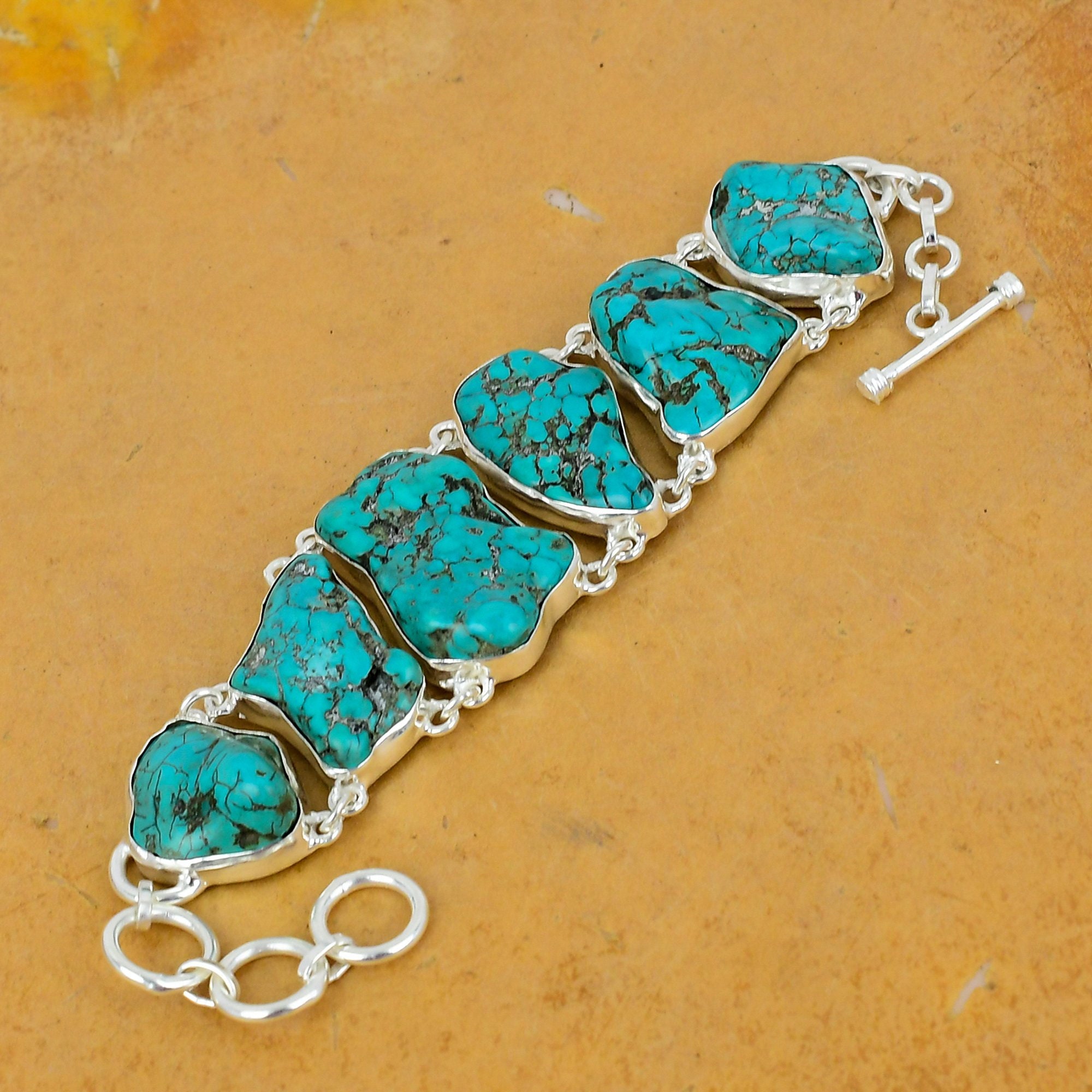 アクセサリー TibetanTurquoise karensilver Bracelet Handmade Tibetan Turquoise Sterling Silver Bracelet: Natural