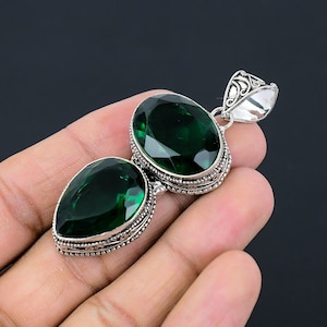 Chrome Diopside | Gemstone Handmade 925 Sterling Silver Jewelry Pendant | Gift Pendant | Diopside Pendant | Silver Jewelry Pendant Necklace