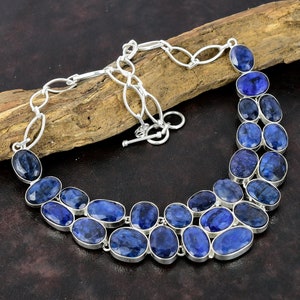 Handmade Burmese Blue Sapphire 925 Sterling Silver Necklace