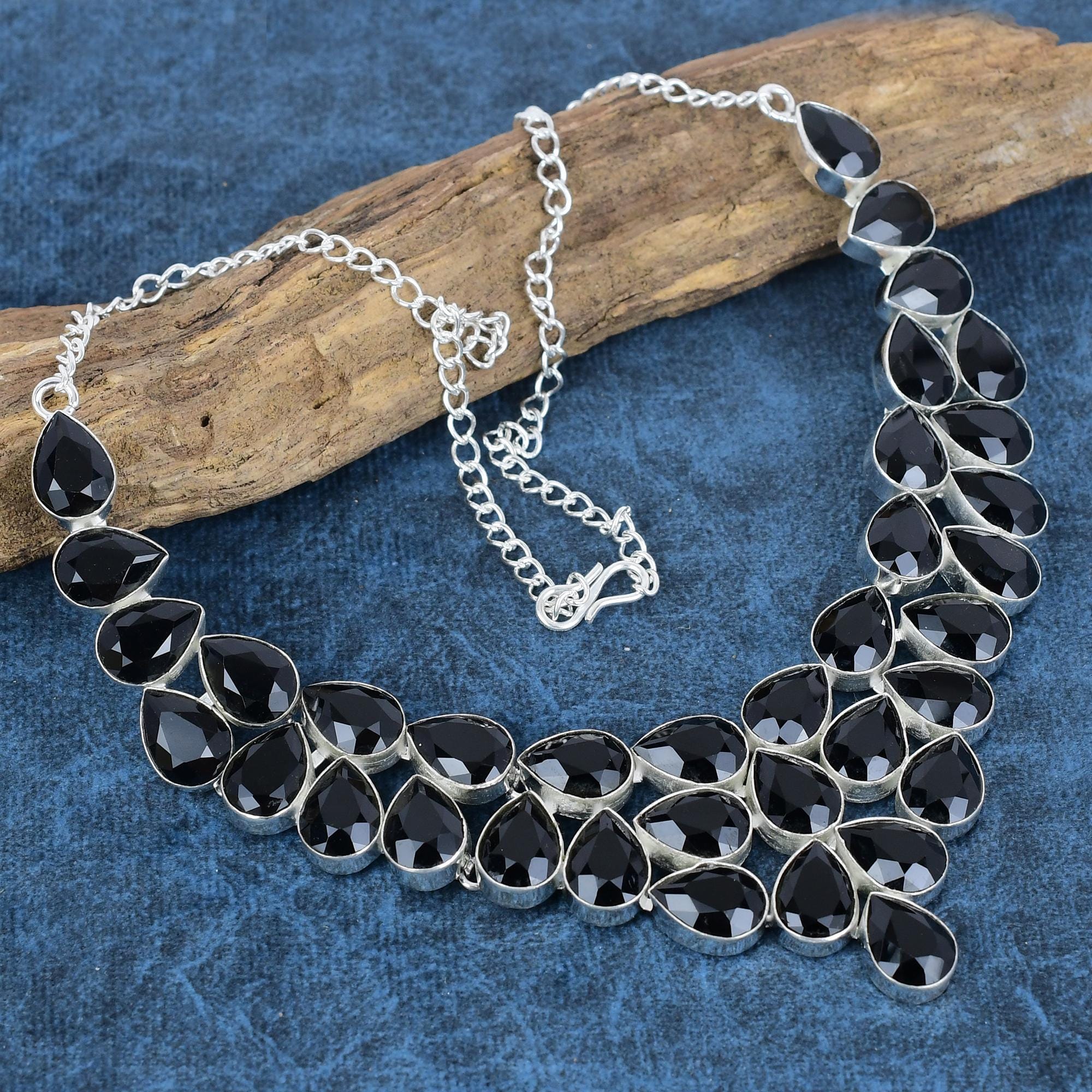 Handmade Black Spinel Sterling Silver Necklace: 925 Stamped  display picture 1