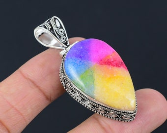 Rainbow Solar Quartz | Gemstone Handmade 925 Sterling Silver Jewelry Pendant | Gift Pendant Quartz Pendant | Silver Jewelry Pendant Necklace