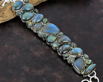 Handmade Canadian Labradorite Bracelet: 925 Sterling Silver Gemstone